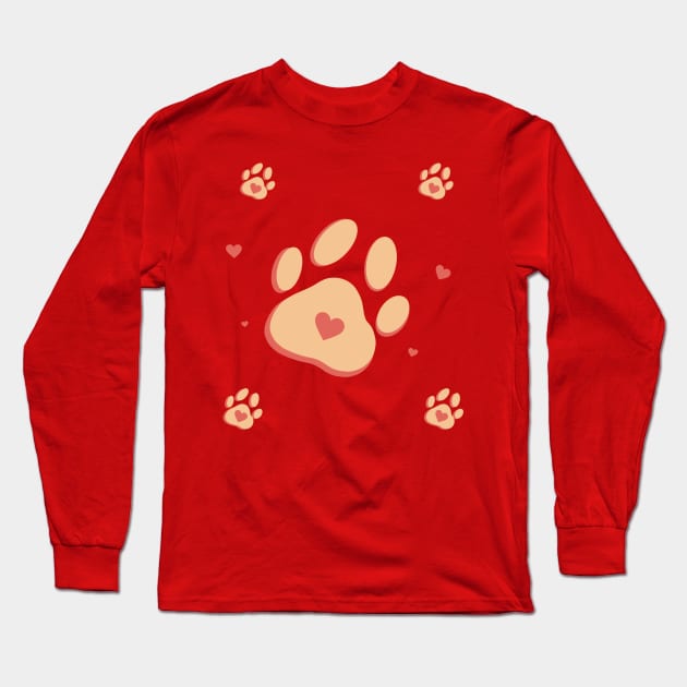 My Valentine Has Paws Long Sleeve T-Shirt by Xatutik-Art